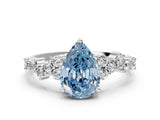 White gold Fancy Blue Pear Cut Diamond Cluster Pavé Band with Four-Prong Setting_12