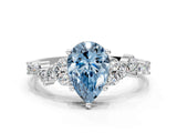 White gold Fancy Blue Pear Cut Diamond Cluster Pavé Band with Four-Prong Setting_3