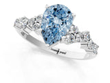 White gold Fancy Blue Pear Cut Diamond Cluster Pavé Band with Four-Prong Setting_4