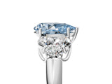 White gold Fancy Blue Pear  Cut Diamond Cluster Ring with Round Accent Stones and Prong Setting on a Classic Band_83
