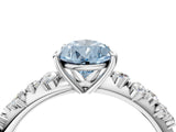 White gold Fancy Blue Pear Cut Diamond Cluster Side Stone Solitaire Ring with Prong Setting_112