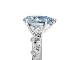 White gold Fancy Blue Pear Cut Diamond Cluster Side Stone Solitaire Ring with Prong Setting_113