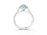 White gold Fancy Blue Pear Cut Diamond Cushion Halo Ring with Pavé Band_15