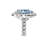 White gold Fancy Blue Pear Cut Diamond Cushion Halo Ring with Pavé Band_17