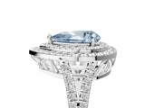 White gold Fancy Blue Pear Cut Diamond Double Halo Ring with Pavé Band and Prong Setting_100