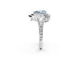 White gold Fancy Blue Pear Cut Diamond Double Halo Ring with Pavé Band and Prong Setting_97