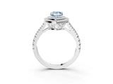 White gold Fancy Blue Pear Cut Diamond Double Halo Ring with Pavé Band and Prong Setting_98