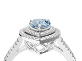 White gold Fancy Blue Pear Cut Diamond Double Halo Ring with Pavé Band and Prong Setting_99