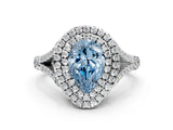 White gold Fancy Blue Pear Cut Diamond Double Halo Ring with Split Shank and Prong Setting_27