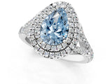 White gold Fancy Blue Pear Cut Diamond Double Halo Ring with Split Shank and Prong Setting_28