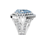 White gold Fancy Blue Pear Cut Diamond Double Halo Ring with Split Shank and Prong Setting_32