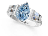 White gold Fancy Blue Pear Cut Diamond Engagement Ring with Baguette Side Stones and Channel Set Band_33