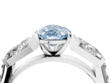 White gold Fancy Blue Pear Cut Diamond Engagement Ring with Baguette Side Stones and Channel Set Band_36