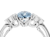 White gold Fancy Blue Pear  Cut Diamond Engagement Ring with Bezel Set Round Side Stones and Prong Setting_53