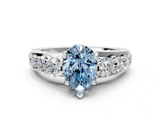 White gold Fancy Blue Pear  Cut Diamond Engagement Ring with Pavé Band and Four-Prong Setting_3