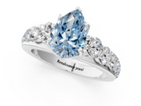 White gold Fancy Blue Pear  Cut Diamond Engagement Ring with Pavé Band and Four-Prong Setting_4