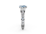 White gold Fancy Blue Pear  Cut Diamond Engagement Ring with Pavé Band and Four-Prong Setting_5