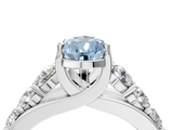 White gold Fancy Blue Pear  Cut Diamond Engagement Ring with Pavé Band and Four-Prong Setting_7