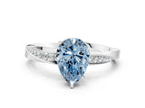 White gold Fancy Blue Pear Cut Diamond Engagement Ring with Side Stone Accents and Four-Prong Setting_48
