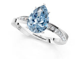 White gold Fancy Blue Pear Cut Diamond Engagement Ring with Side Stone Accents and Four-Prong Setting_49
