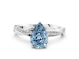 White gold Fancy Blue Pear Cut Diamond Engagement Ring with Side Stone Accents and Four-Prong Setting_84