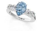 White gold Fancy Blue Pear  Cut Diamond Five-Stone Prong Set White Gold Ring_33