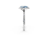 White gold Fancy Blue Pear  Cut Diamond Floral Halo Engagement Ring with Pavé Band and Prong Setting_51