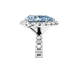 White gold Fancy Blue Pear  Cut Diamond Floral Halo Engagement Ring with Pavé Band and Prong Setting_54