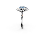 White gold Fancy Blue Pear  Cut Diamond Floral Halo Pave Band with Prong Setting_39