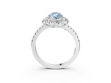 White gold Fancy Blue Pear  Cut Diamond Floral Halo Pave Band with Prong Setting_40