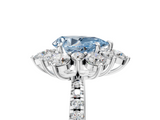 White gold Fancy Blue Pear  Cut Diamond Floral Halo Pave Band with Prong Setting_42