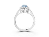 White gold Fancy Blue Pear Cut Diamond Floral Halo Ring with Pavé Band and Prong Setting_10