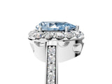 White gold Fancy Blue Pear Cut Diamond Floral Halo Ring with Pavé Band and Prong Setting_12