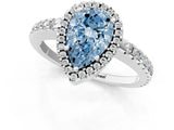 White gold Fancy Blue Pear Cut Diamond Halo Engagement Ring with Pavé Band and Prong Setting_40