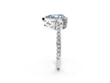 White gold Fancy Blue Pear Cut Diamond Halo Engagement Ring with Pavé Band and Prong Setting_41