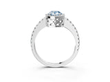 White gold Fancy Blue Pear Cut Diamond Halo Engagement Ring with Pavé Band and Prong Setting_42