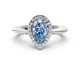 White gold Fancy Blue Pear  Cut Diamond Halo Engagement Ring with Split Shank and Four-Prong Setting_90