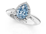 White gold Fancy Blue Pear  Cut Diamond Halo Engagement Ring with Split Shank and Four-Prong Setting_91