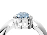 White gold Fancy Blue Pear  Cut Diamond Halo Engagement Ring with Split Shank and Four-Prong Setting_94