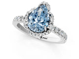 White gold Fancy Blue Pear Cut Diamond Halo Pave Band with Four-Prong Setting_4