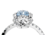 White gold Fancy Blue Pear Cut Diamond Halo Pave Band with Four-Prong Setting_7