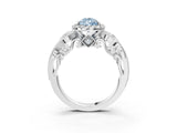 White gold Fancy Blue Pear Cut Diamond Halo Ring with Milgrain Pavé Band and Four-Prong Setting_69