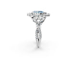 White gold Fancy Blue Pear Cut Diamond Halo Ring with Pavé Band and Four-Prong Setting_63