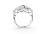 White gold Fancy Blue Pear Cut Diamond Halo Ring with Pavé Band and Four-Prong Setting_64