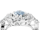 White gold Fancy Blue Pear Cut Diamond Halo Ring with Pavé Band and Four-Prong Setting_65