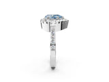 White gold Fancy Blue Pear Cut Diamond Halo Ring with Pavé Band and Prong Setting_14