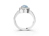 White gold Fancy Blue Pear Cut Diamond Halo Ring with Pavé Band and Prong Setting_15