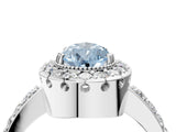 White gold Fancy Blue Pear Cut Diamond Halo Ring with Pavé Band and Prong Setting_16