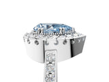 White gold Fancy Blue Pear Cut Diamond Halo Ring with Pavé Band and Prong Setting_17