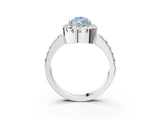 White gold Fancy Blue Pear Cut Diamond Halo Ring with Pavé Band and Prong Setting_3